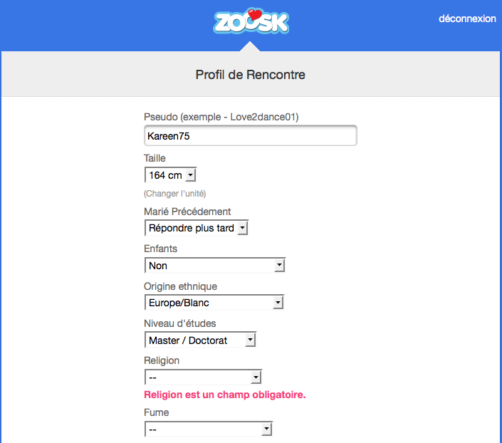 Zoosk, un site de rencontres qui exploite votre compte Facebook.